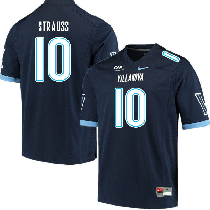 Men #10 JR Strauss Villanova Wildcats College Football Jerseys Stitched Sale-Navy
